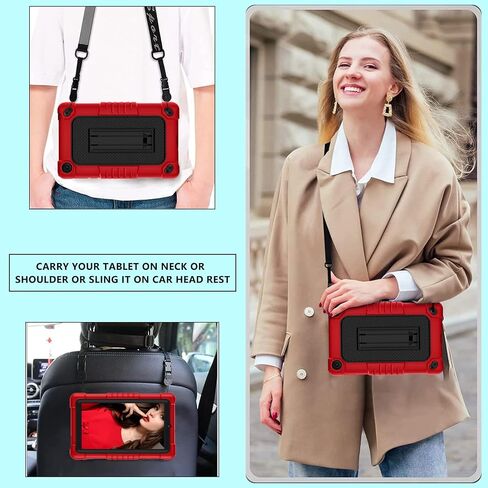 for Walmart Onn 7 Gen 3 2022 Model Tablet Case Shockproof Kids Friendly Rugged Hybrid Sturdy Armmor Case Built-in Kickstand for for Walmart Onn 7 7 inch Gen 3 Model 100071481 (Red+Black) in Saudi Arabia