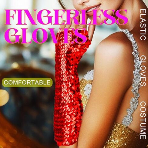 قفازات GEMILY Fashion الترتر بدون أصابع، قفازات كوسبلاي طويلة مرنة سباركلي، إكسسوارات الحفلات للنساء والفتيات in Kuwait
