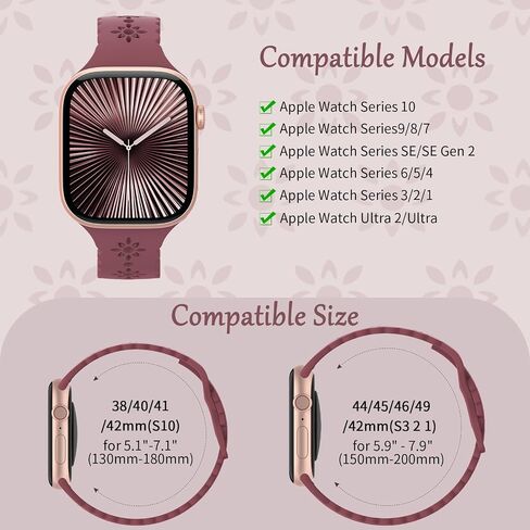 3 Pack Thin Silicone Bands Compatible for Apple Watch Band 38mm 40mm 41mm 42mm 44mm 45mm 46mm 49mm Women,Slim Sport Lace Hollow-out Wristband,Breathable Strap for iWatch Series 10 9 8 7 6 5 4 3 2 1 SE in Saudi Arabia