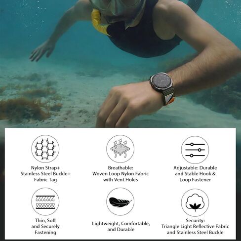 حزام ULTIMAL متوافق مع ساعة Samsung Galaxy Watch Ultra 47 مم (2024) للرجال والنساء، حزام بديل رياضي نايلون 47 مم مسامي لساعة Galaxy Watch Ultra (USA FLAG BLACK) in Kuwait