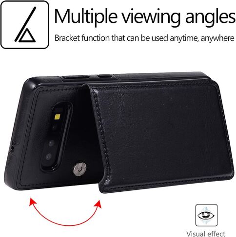 Asuwish Compatible with Samsung Galaxy S10 Wallet Case Tempered Glass Screen Protector Card Holder Cover Stand Flip Leather Cell Phone Cases for Glaxay S 10 Edge Gaxaly 10S GS10 X10 Women Men Black in Saudi Arabia