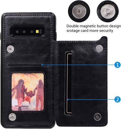 Asuwish Compatible with Samsung Galaxy S10 Wallet Case Tempered Glass Screen Protector Card Holder Cover Stand Flip Leather Cell Phone Cases for Glaxay S 10 Edge Gaxaly 10S GS10 X10 Women Men Black in Saudi Arabia