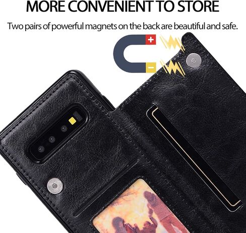 Asuwish Compatible with Samsung Galaxy S10 Wallet Case Tempered Glass Screen Protector Card Holder Cover Stand Flip Leather Cell Phone Cases for Glaxay S 10 Edge Gaxaly 10S GS10 X10 Women Men Black in Saudi Arabia
