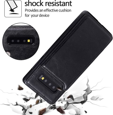 Asuwish Compatible with Samsung Galaxy S10 Wallet Case Tempered Glass Screen Protector Card Holder Cover Stand Flip Leather Cell Phone Cases for Glaxay S 10 Edge Gaxaly 10S GS10 X10 Women Men Black in Saudi Arabia