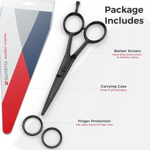 Suvorna 5" Mustache And Beard Scissors for Men, Salons, Barber, Hairdresser & Professional. Hair Cutting Scissors made with Stainless steel for Trimming & Grooming Scissors for Facial, Nose, Ear Hair. in Saudi Arabia
