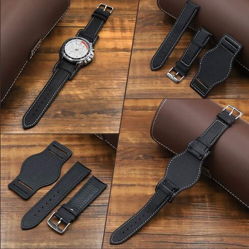 Onthelevel Leather Cuff Watch Strap 18mm 20mm 22mm Vintage Genuine Leather Watch Band with Mat for Men Women in Saudi Arabia