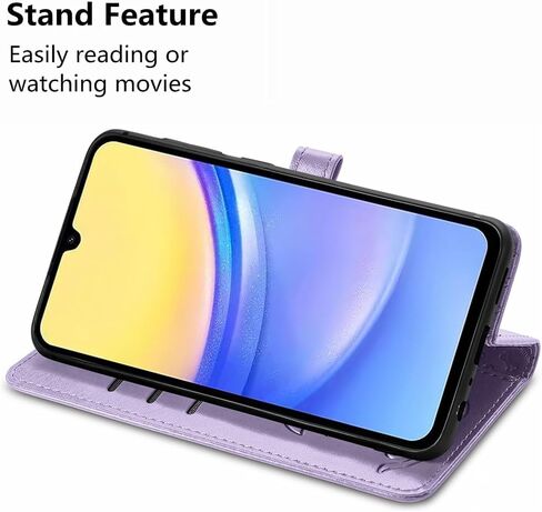 MEUPZZK for Samsung Galaxy A15 5G Wallet Case, Embossed Cat and Dog Premium PU Leather [Kickstand] [Card Slots] [Wrist Strap] [6.5 inch] Phone Cover for Samsung A15 5G (C-Purple) in Saudi Arabia