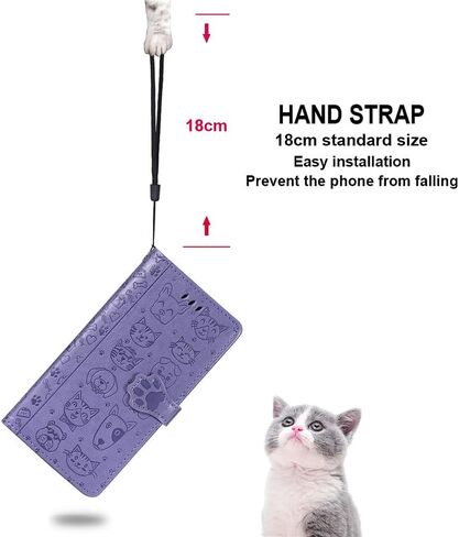 MEUPZZK for Samsung Galaxy A15 5G Wallet Case, Embossed Cat and Dog Premium PU Leather [Kickstand] [Card Slots] [Wrist Strap] [6.5 inch] Phone Cover for Samsung A15 5G (C-Purple) in Saudi Arabia