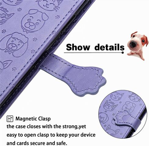 MEUPZZK for Samsung Galaxy A15 5G Wallet Case, Embossed Cat and Dog Premium PU Leather [Kickstand] [Card Slots] [Wrist Strap] [6.5 inch] Phone Cover for Samsung A15 5G (C-Purple) in Saudi Arabia
