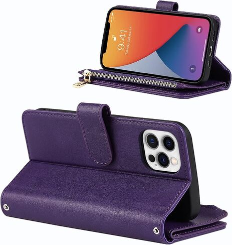 Jaorty Crossbody Phone Case for iPhone 12 Pro Max Case with Card Holder for Women,iPhone 12 Pro Max Case Wallet with Strap Lanyard for Men,PU Leather Magnetic Clasp with Kickstand 6.7", Red in Kuwait