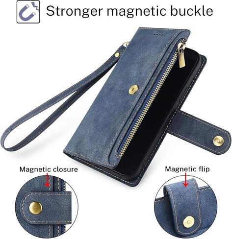 Antsturdy Wallet Case for Motorola Moto G Stylus 5G 2022 Credit Card Holder Women Men,PU Leather Flip Cover Wrist Strap Zipper Card Slots RFID Blocking,Phone Case for Moto G Stylus 5G 2022,Wine Red in Kuwait