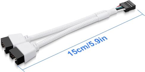 SinLoon 2 Pack Motherboard USB 2.0 9Pin Header Splitter 9 Pin USB 2.0 Female to Dual 9 Pin Male Extension Header Cable Nylon Braided for PC Computer Internal Motherboard (White) in Saudi Arabia