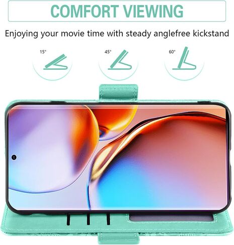 حافظة هاتف Asuwish لهاتف Motorola Edge+ Plus 2023/Edge 40 Pro 5G/Moto X40 مع واقي شاشة من الزجاج المقسى ومحفظة جلدية على شكل زهرة وغطاء قلاب وحامل بطاقة الائتمان وإكسسوارات الخلايا X + نسائي أخضر in Saudi Arabia
