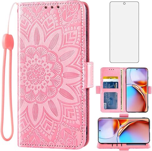 Asuwish Phone Case for Motorola Edge+ Plus 2023/Edge 40 Pro 5G/Moto X40 with Tempered Glass Screen Protector and Flower Leather Wallet Flip Cover Credit Card Holder Cell Accessories X + Women Green in Saudi Arabia