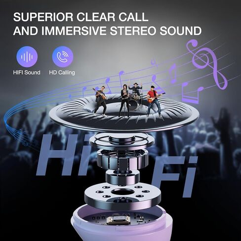 Wireless Earbuds Bluetooth Headphones with Charging Case Earphones IPX7 Waterproof Stereo Sound in-Ear Earbud with Mic for for iOS Android Laptop, Purple in Saudi Arabia