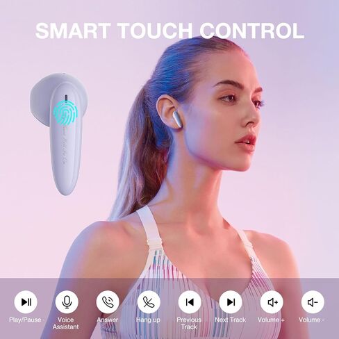 Wireless Earbuds Bluetooth Headphones with Charging Case Earphones IPX7 Waterproof Stereo Sound in-Ear Earbud with Mic for for iOS Android Laptop, Purple in Saudi Arabia
