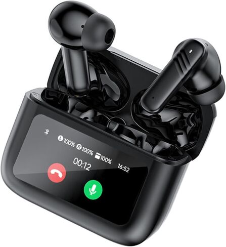 سماعات أذن TWS تعمل باللمس مع شاشة تعمل باللمس وإلغاء الضوضاء النشطة TWS سماعات أذن بلوتوث لاسلكية تعمل باللمس ANC لهاتف iPhone Android وسماعات أذن زرقاء اللون وإلغاء الضوضاء in Kuwait