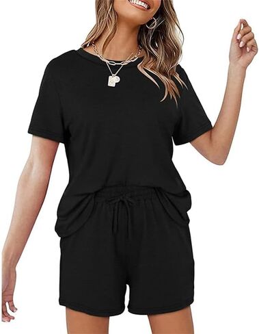 طقم بيجامة نسائي نقي ملابس نوم ناعمة صيفية بدون أكمام ومجموعة شورتات قابلة للتنفس مع جيوب in Kuwait