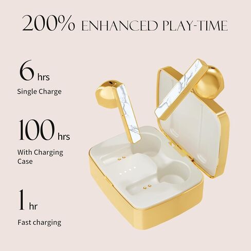 ELLA'S EARS Wireless Earbuds for Women, 360 Hrs Handmade Rare White Turquoise, 100Hrs Play Time, IP55 Waterproof Bluetooth 5.3 Headphones, 100 FT Rapid Pairing Stereo Upgrade Earphones for iOS/Android in Kuwait