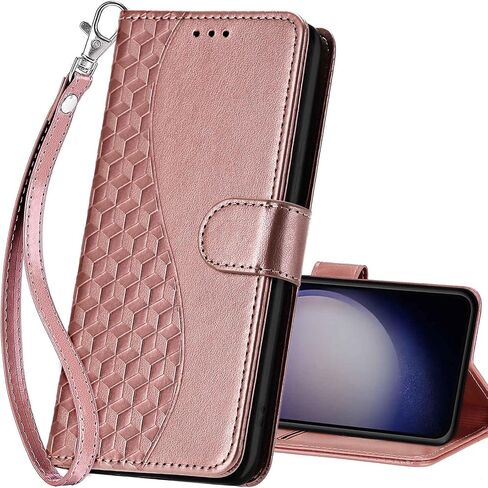 for Samsung Galaxy S24 Wallet case, Flip Folio Cover with Stand Feature for Women Men, PU Leather Phone Case Fit for Samsung Galaxy S24 [Rose Gold] in Saudi Arabia