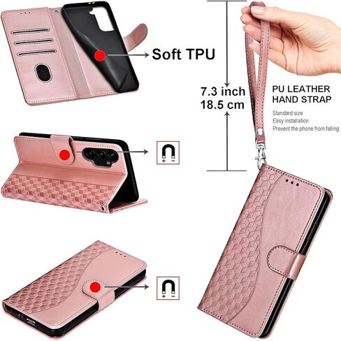 for Samsung Galaxy S24 Wallet case, Flip Folio Cover with Stand Feature for Women Men, PU Leather Phone Case Fit for Samsung Galaxy S24 [Rose Gold] in Saudi Arabia