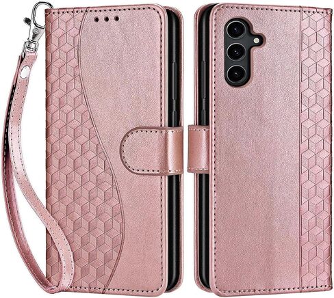 for Samsung Galaxy S24 Wallet case, Flip Folio Cover with Stand Feature for Women Men, PU Leather Phone Case Fit for Samsung Galaxy S24 [Rose Gold] in Saudi Arabia