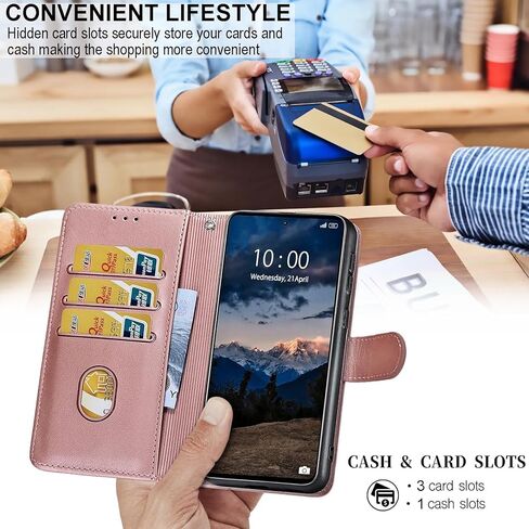for Samsung Galaxy S24 Wallet case, Flip Folio Cover with Stand Feature for Women Men, PU Leather Phone Case Fit for Samsung Galaxy S24 [Rose Gold] in Saudi Arabia