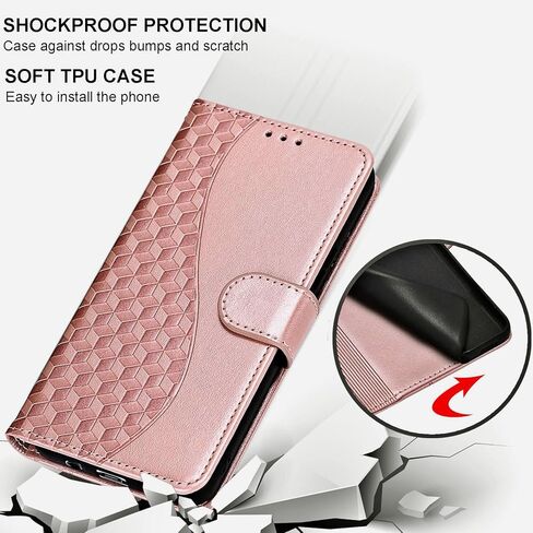 for Samsung Galaxy S24 Wallet case, Flip Folio Cover with Stand Feature for Women Men, PU Leather Phone Case Fit for Samsung Galaxy S24 [Rose Gold] in Saudi Arabia
