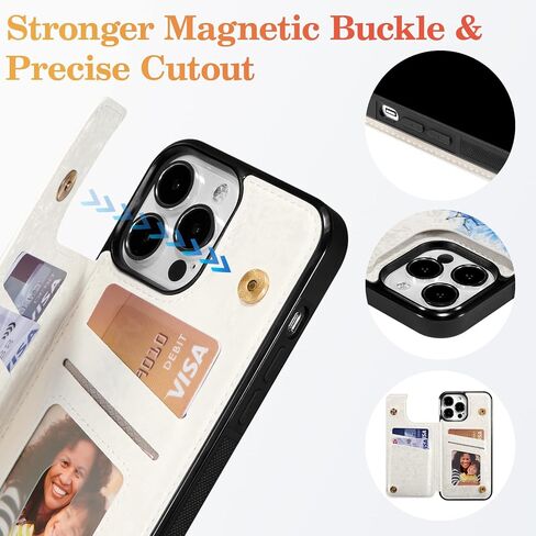 UEEBAI Wallet Case for iPhone 13 Pro Max 6.7 inch with Card Holders, PU Leather Cover Kickstand RFID Blocking Double Magnetic Clasp Rilievo Flower Shockproof Flip Case for Women Girls - Tree Vine in Saudi Arabia