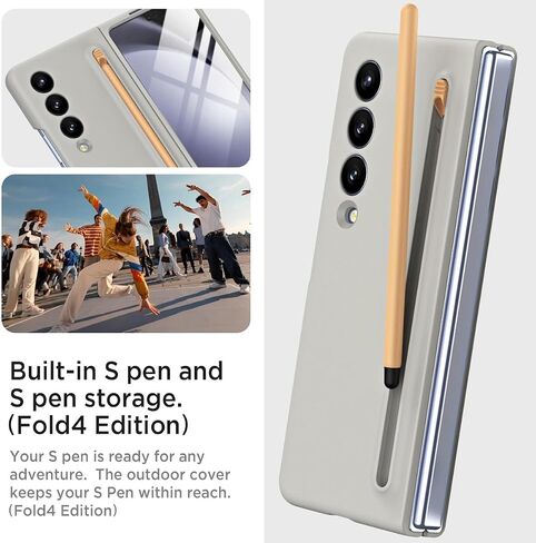 Miimall for Samsung Z fold 5 Matte Case with S Pen, fold 5 Case Pen with Pen Holder + Front Screen Protector Case for Galaxy Z fold 5 Phone Case Sky Blue in Saudi Arabia
