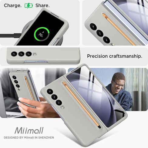 Miimall for Samsung Z fold 5 Matte Case with S Pen, fold 5 Case Pen with Pen Holder + Front Screen Protector Case for Galaxy Z fold 5 Phone Case Sky Blue in Saudi Arabia