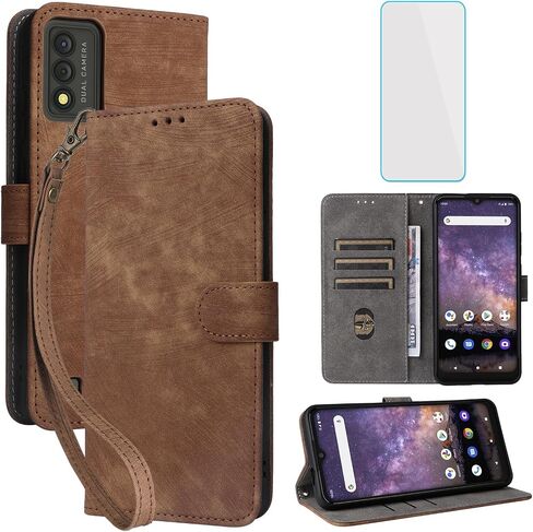 Compatible with Wiko Voix Wallet Case with Screen Protector [RFID Blocking] Leather Flip Case Credit Card Holder Kickstand [Wrist Strap] Men Women Folio Cell Phone Cover for Wiko Viox (Green) in Kuwait
