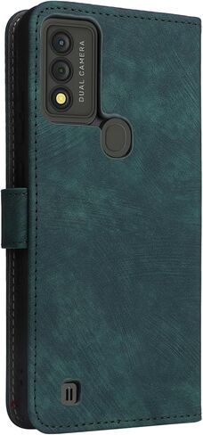 Compatible with Wiko Voix Wallet Case with Screen Protector [RFID Blocking] Leather Flip Case Credit Card Holder Kickstand [Wrist Strap] Men Women Folio Cell Phone Cover for Wiko Viox (Green) in Kuwait