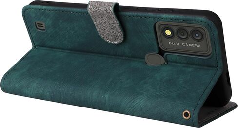 Compatible with Wiko Voix Wallet Case with Screen Protector [RFID Blocking] Leather Flip Case Credit Card Holder Kickstand [Wrist Strap] Men Women Folio Cell Phone Cover for Wiko Viox (Green) in Kuwait