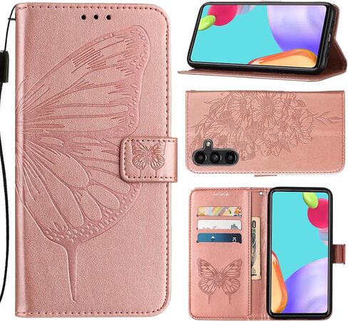 متوافق مع حافظة Troomi Phone Pro حافظة Troomi Phone Pro حافظة Troomi Phone Pro 2024 مقاس 6.5 بوصة [حافظة قلابة بمحفظة جلدية مغناطيسية على شكل فراشة مع حامل لبطاقة الائتمان] - ذهبي وردي in Kuwait