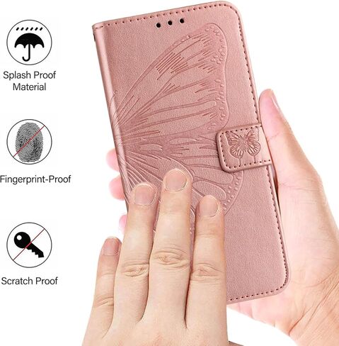 متوافق مع حافظة Troomi Phone Pro حافظة Troomi Phone Pro حافظة Troomi Phone Pro 2024 مقاس 6.5 بوصة [حافظة قلابة بمحفظة جلدية مغناطيسية على شكل فراشة مع حامل لبطاقة الائتمان] - ذهبي وردي in Kuwait