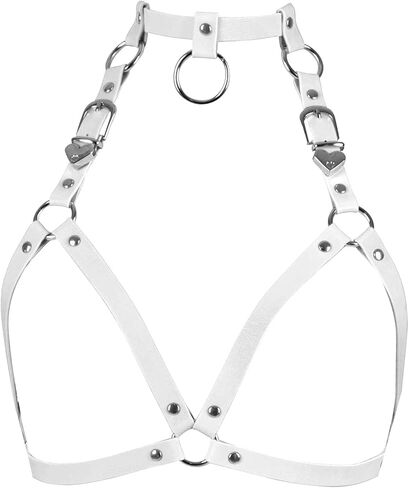 Women's Leather Tops Lingerie Full Cage Harness Body Punk Gothic Garter Belts Waist Belt Adjustable Size Festival Rave (Red) in Kuwait