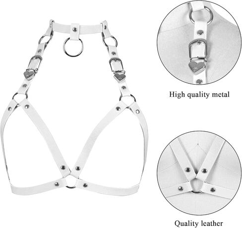 Women's Leather Tops Lingerie Full Cage Harness Body Punk Gothic Garter Belts Waist Belt Adjustable Size Festival Rave (Red) in Kuwait