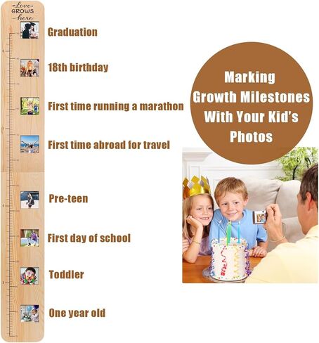 مراة مخطط نمو للاطفال، مخطط ارتفاع من الخشب الصلب للاطفال، قياس ارتفاع قابل للطي للجدار، مرآة لكامل الجسم مضادة للكسر للاطفال الصغار in Kuwait