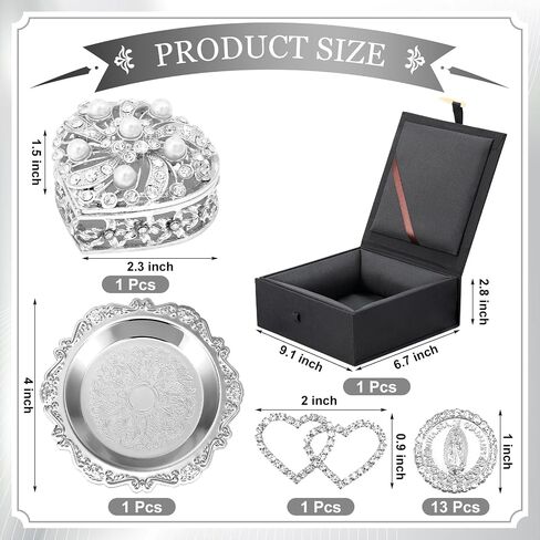 مجموعة عملات أراس الزفاف Arras Para Boda Catolica Decoracion صندوق على شكل قلب 13 عملات عذراء غوادالوبي علبة هدايا Virgen De Guadalupe Arras De Boda Cristiana إكسسوارات الزفاف (ذهبي) in Kuwait