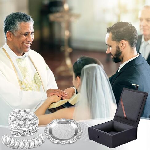 مجموعة عملات أراس الزفاف Arras Para Boda Catolica Decoracion صندوق على شكل قلب 13 عملات عذراء غوادالوبي علبة هدايا Virgen De Guadalupe Arras De Boda Cristiana إكسسوارات الزفاف (ذهبي) in Kuwait