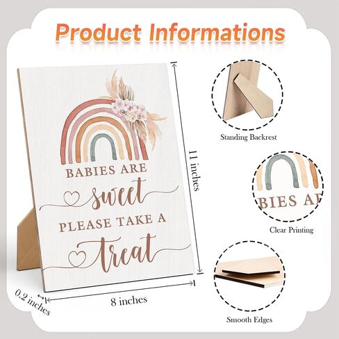 Babies are Sweet Take a Treat Sign Baby Shower Sign-8×11 Inches, Here Comes The Sun Wooden Game Sign, Gender Neutral Tabletop Decor for Gender Reveal Party, Baby Shower Decoration-LA34 in Kuwait