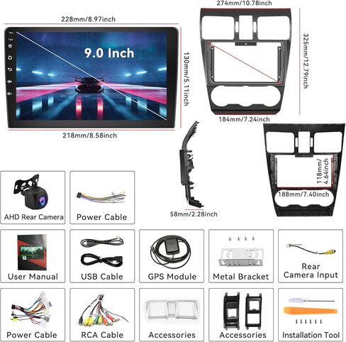 SIXWIN Android Car Stereo for Subaru Forester 2016-2018 راديو السيارة مع Apple CarPlay اللاسلكي Android Auto Mirror Link 1G+32G 9 بوصة تعمل باللمس بلوتوث GPS للملاحة WiFi HiFi FM كاميرا احتياطية MIC in Kuwait