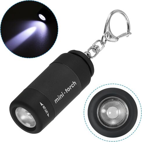 PATIKIL 2.1" Mini Rechargeable LED Keychain Flashlight, EDC Portable Small Torch with USB Charging for Everyday Carry, Black in Saudi Arabia