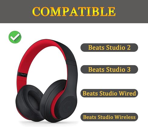 hopopower Replacement Earpads for Beats Studio 2 & Studio 3 Wired & Wireless Headphones, Ear Pads Cushions with Softer Protein Leather, Noise Isolation Memory Foam (Black) in Kuwait