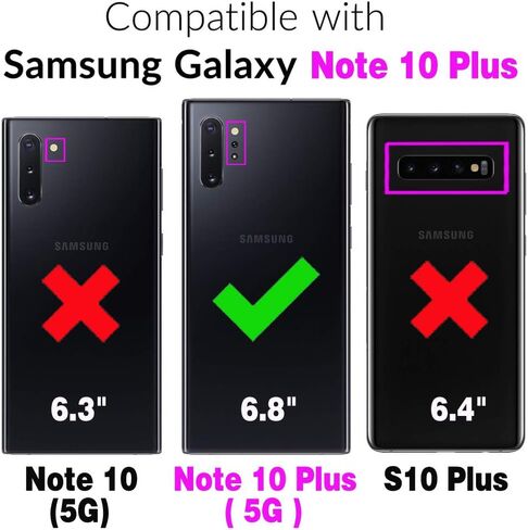 Compatible with Samsung Galaxy Note 10 Plus Note10+ 5G Wallet Case Wrist Strap, Crossbody Strap, Mirror Flip Stand Cell Phone Cover for Note10 + Notes 10+ Ten Not S10 10Plus Women Men Purple in Kuwait
