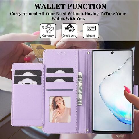 Compatible with Samsung Galaxy Note 10 Plus Note10+ 5G Wallet Case Wrist Strap, Crossbody Strap, Mirror Flip Stand Cell Phone Cover for Note10 + Notes 10+ Ten Not S10 10Plus Women Men Purple in Kuwait