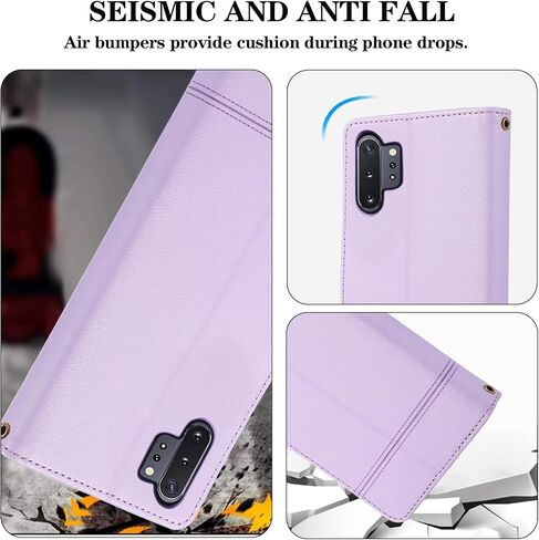 Compatible with Samsung Galaxy Note 10 Plus Note10+ 5G Wallet Case Wrist Strap, Crossbody Strap, Mirror Flip Stand Cell Phone Cover for Note10 + Notes 10+ Ten Not S10 10Plus Women Men Purple in Kuwait