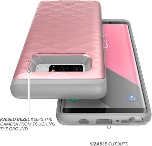 حافظة Galaxy Note 8، حافظة حماية هجينة فاخرة من سلسلة Clayco Argos لهاتف Samsung Galaxy Note 8 (فتحة مدمجة لبطاقة الائتمان/بطاقة الهوية) (ذهبي وردي) in Kuwait