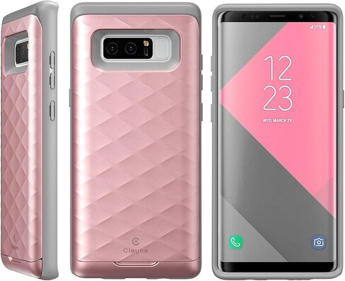 حافظة Galaxy Note 8، حافظة حماية هجينة فاخرة من سلسلة Clayco Argos لهاتف Samsung Galaxy Note 8 (فتحة مدمجة لبطاقة الائتمان/بطاقة الهوية) (ذهبي وردي) in Kuwait